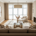 Beige Farbgestaltung im modernen Wohnzimmer