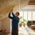 Deckendämmung mit Mineralwolle in einem Wohnhaus
