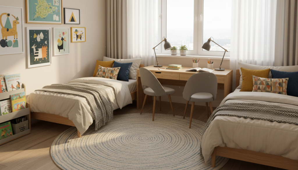 Geschwisterzimmer mit praktischer Einrichtung
