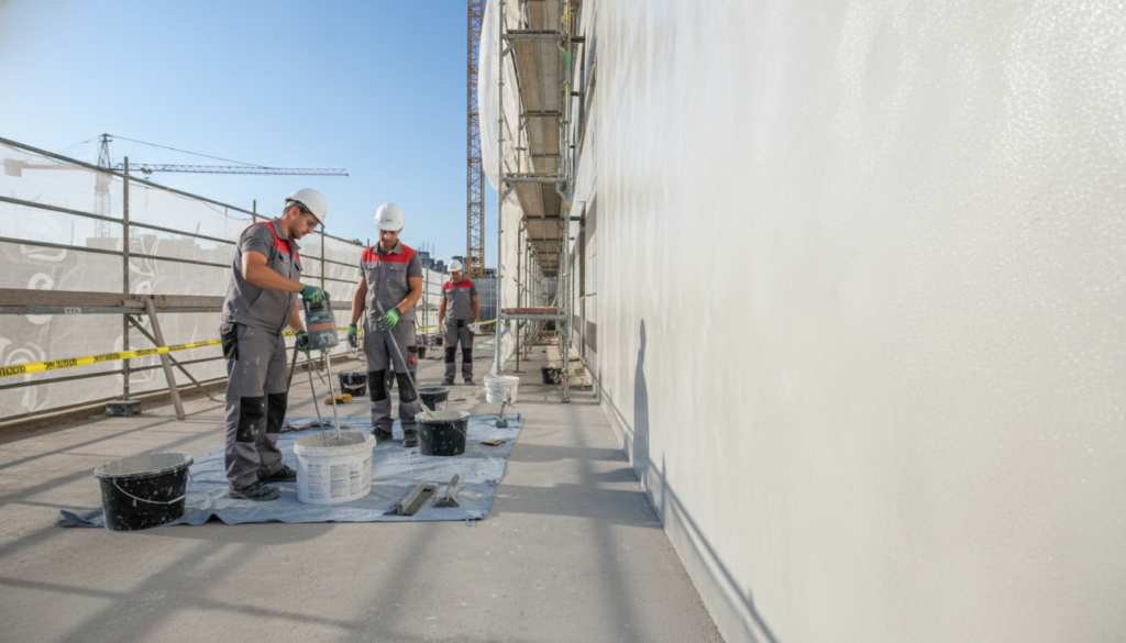 Grundierung für Silikonputz Anwendung auf Fassade