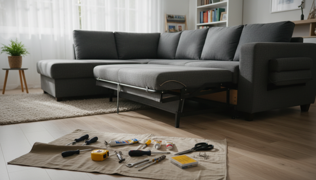 Reparatur eines Ecksofa-Bettes Schritt für Schritt