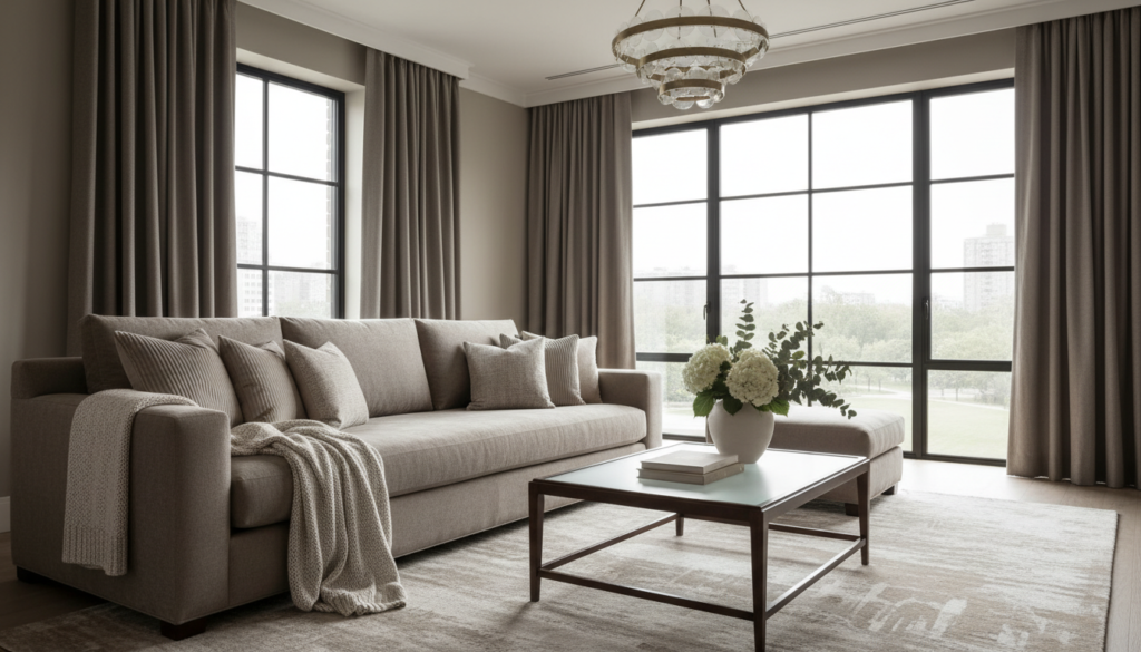 Taupe Farbe elegant im Wohnraum