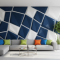 Wohnzimmer-Wandgestaltung mit modernem Design und Textur