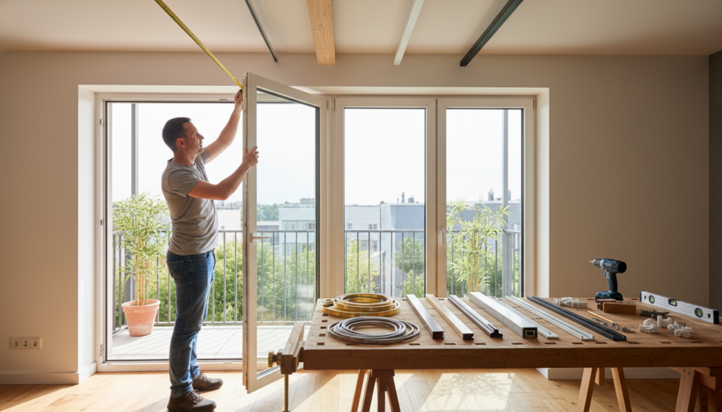 Deckenschienen für Balkonfenstermaße montieren