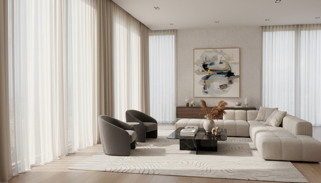 Fenstergestaltung im modernen Wohnzimmer
