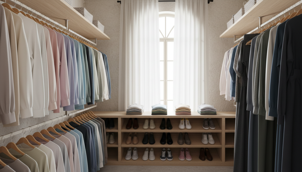 Kleidung im tiefen Kleiderschrank ordnen mit System