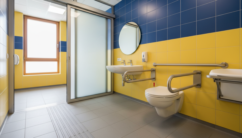 Maße einer behindertengerechten Toilette nach DIN Norm