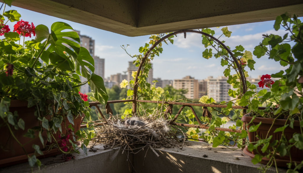 Taubennest auf Balkon erkennen